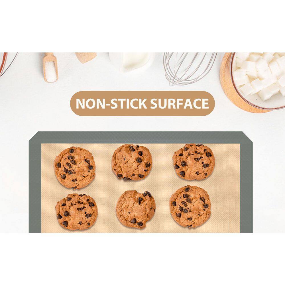 Food-Grade Silicone Grey Baking Mat Non Stick Oven Sheet with Premium Fiberglass Feature 3 Pieces Baking Set - Thumbnail 3