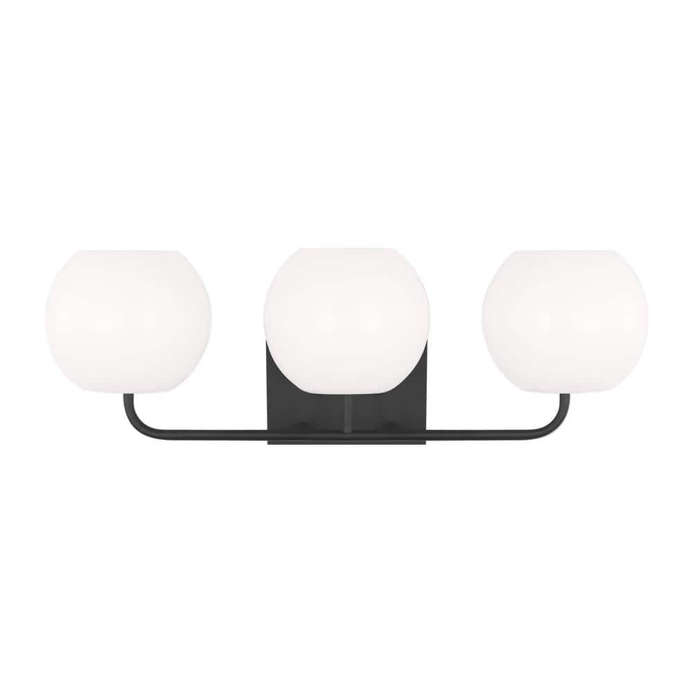 Rory Large 25 in. 3-Light Midnight Black Bathroom Vanity Light with Opal Glass Shades price history on PriceWatchPro