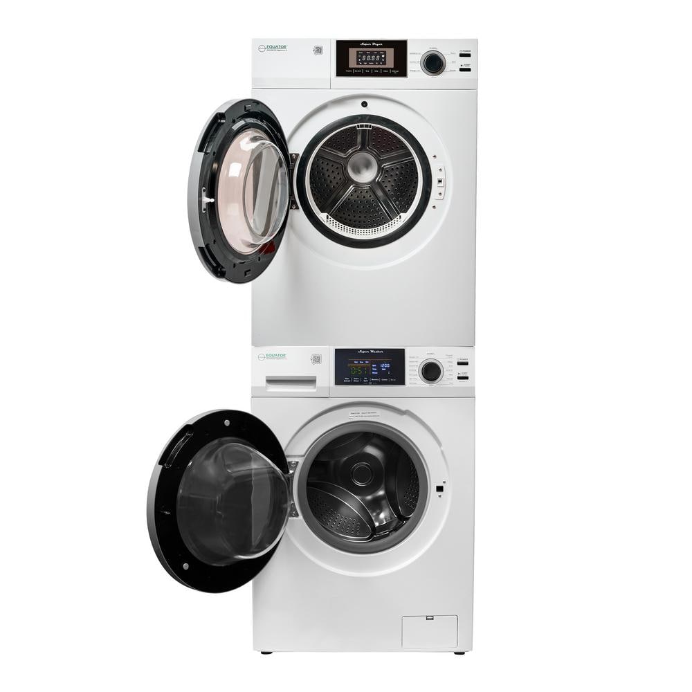 Compact White Electric Stacking Washer and Dryer Set