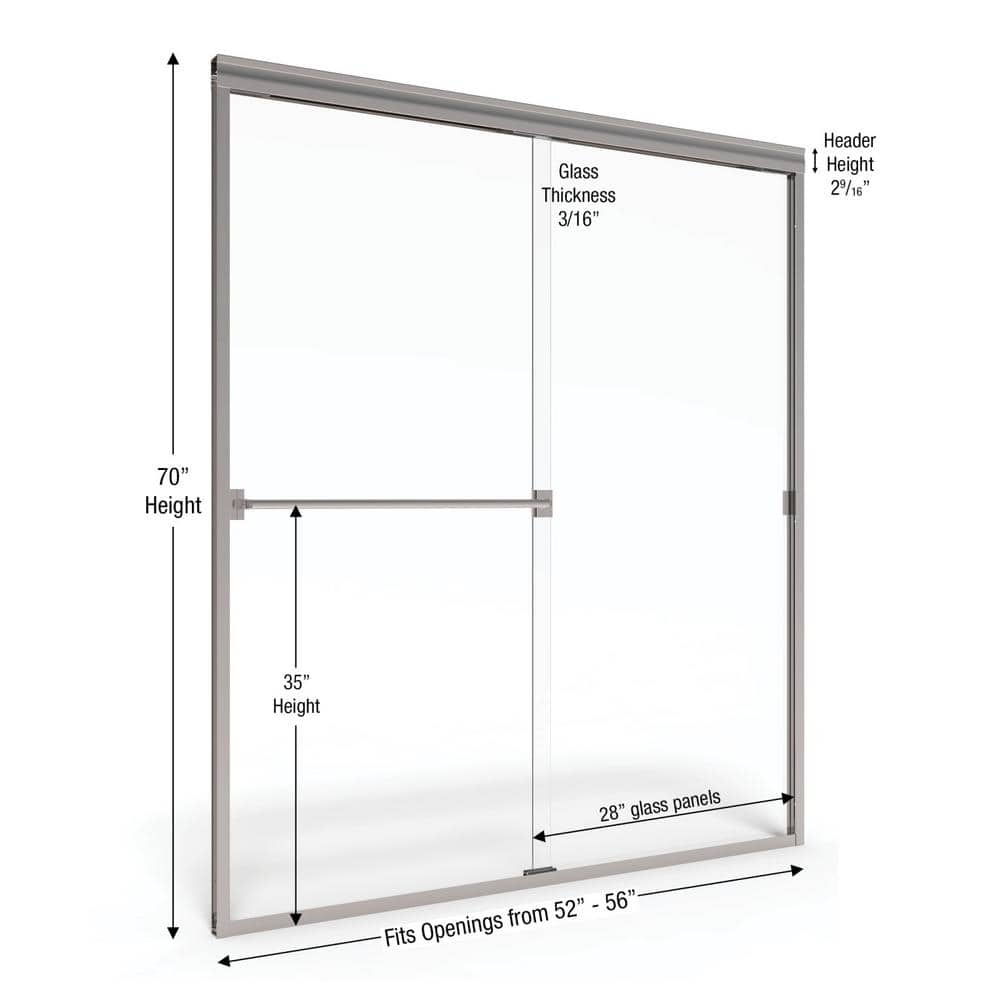Classic 56" x 70" Chrome Frameless Sliding Shower Door