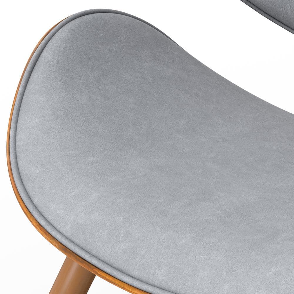 Stone Grey Faux Leather Upholstered Dining Chair with Bentwood Backrest