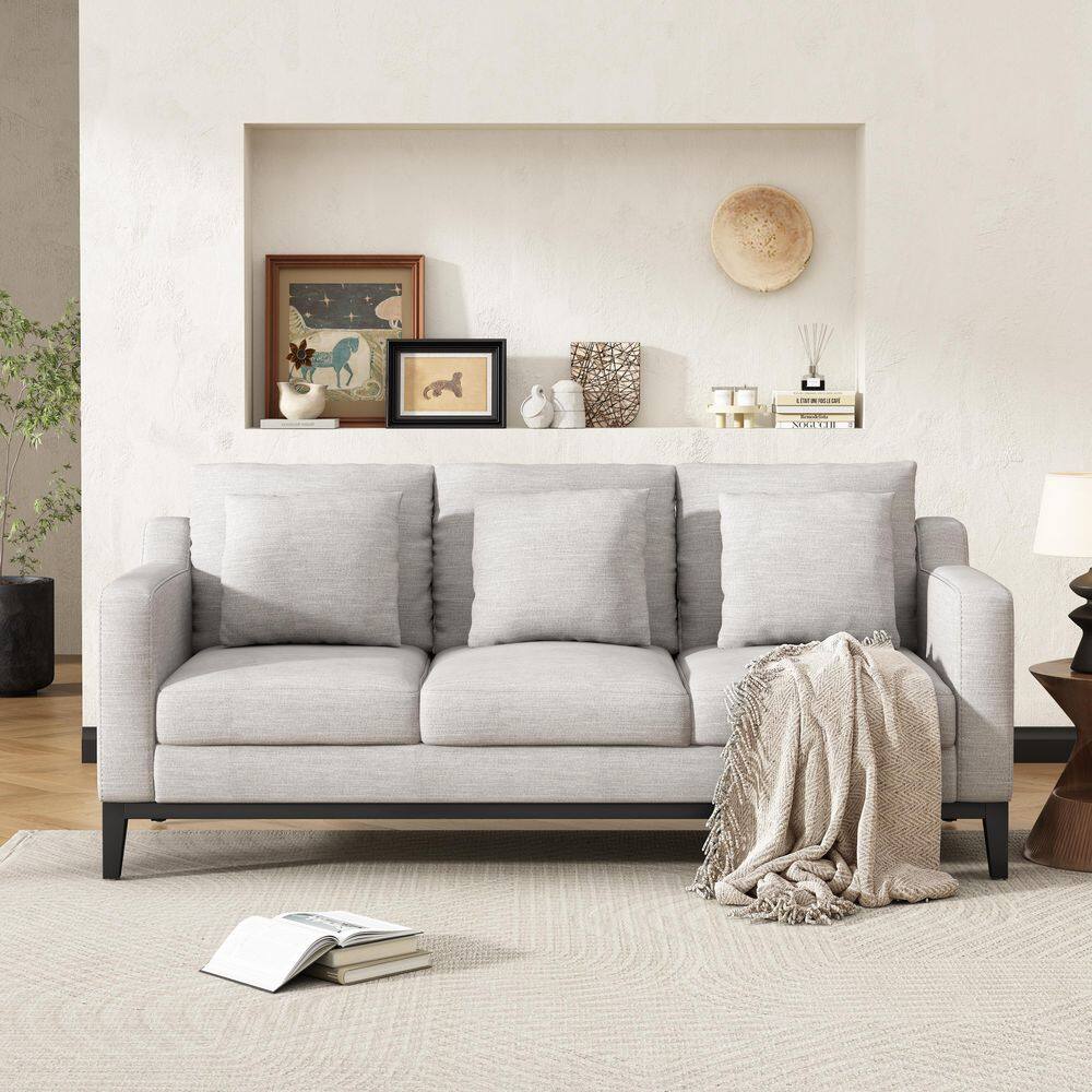 80.5 in. Square Arm Polyester Rectangle Comfy Sofa in Gray price history on PriceWatchPro