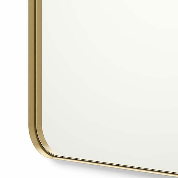 Better Bevel 30 in. x 40 in. Metal Framed Rounded Rectangle Bathroom Vanity Mirror in Gold