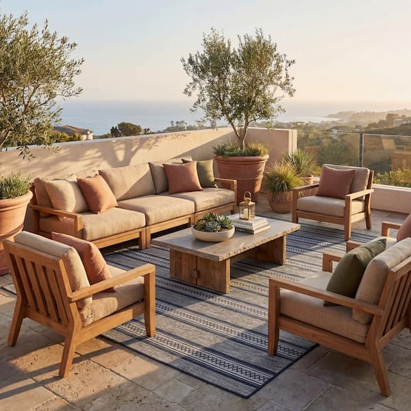 Riselia Abstract Navy 8 ft. x 10 ft. Outdoor Area Rug