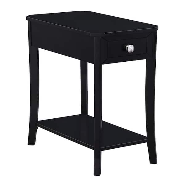 Designs2Go Ensenada 23.75 in. W Black Rectangle Wood End Table with 1-Drawer and Shelf