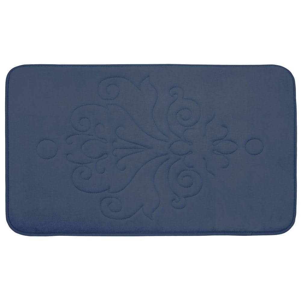 Reve Dusty Blue 20 in. x 32 in. Memory Foam Bath Mat YMB003477 The Home Depot
