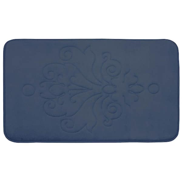 BounceComfort Reve Dusty Blue 20 in. x 32 in. Memory Foam Bath Mat