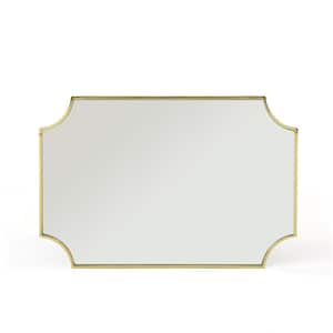 36 in. W x 23.81 in. H Irregular Gold Steel Frame Wall Mirror, Wall Accent Mirror Vanity Mirror with Scalloped Corners