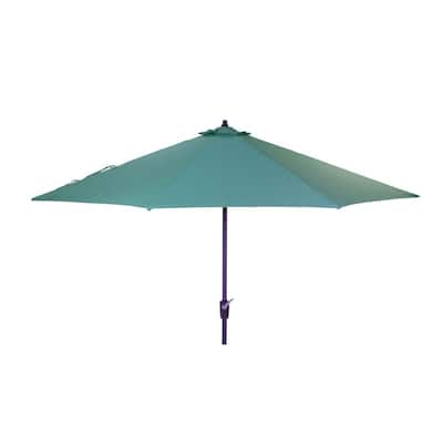 10 ft. Aluminum Auto-Tilt Market Outdoor Patio Umbrella in Emerald Coast