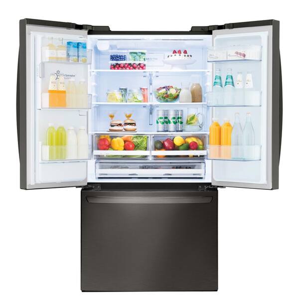 Lg Electronics 26 2 Cu Ft French Door Smart Refrigerator With Glide N Serve And Wi Fi Enabled In Printproof Black Stainless Steel Lfxs26973d The Home Depot