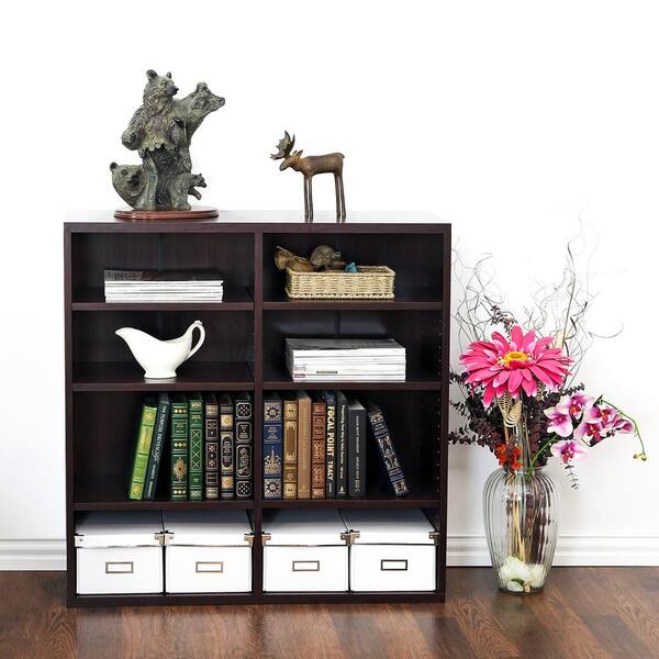 Furinno Indo 36.2 in. Espresso Wood 8-shelf Standard Bookcase with Adjustable Shelves