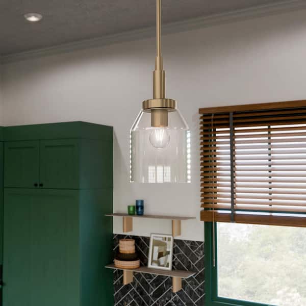 Madden 1-Light Champagne Bronze Modern Kitchen Hanging Mini Pendant Light with Clear Glass