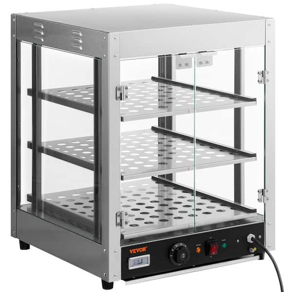 VEVOR Commercial Food Warmer Display 3 Tiers, 800W Pizza Warmer Countertop Pastry Warmer with Water Tray