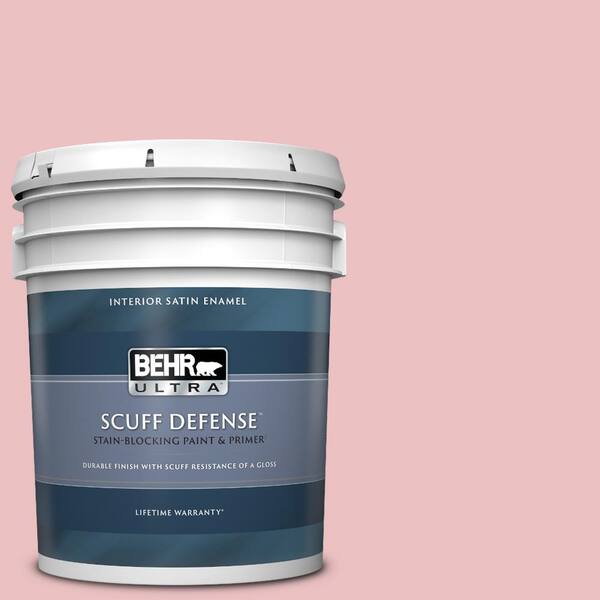 BEHR ULTRA 5 gal. #130C-2 Cafe Pink Extra Durable Satin Enamel Interior Paint & Primer