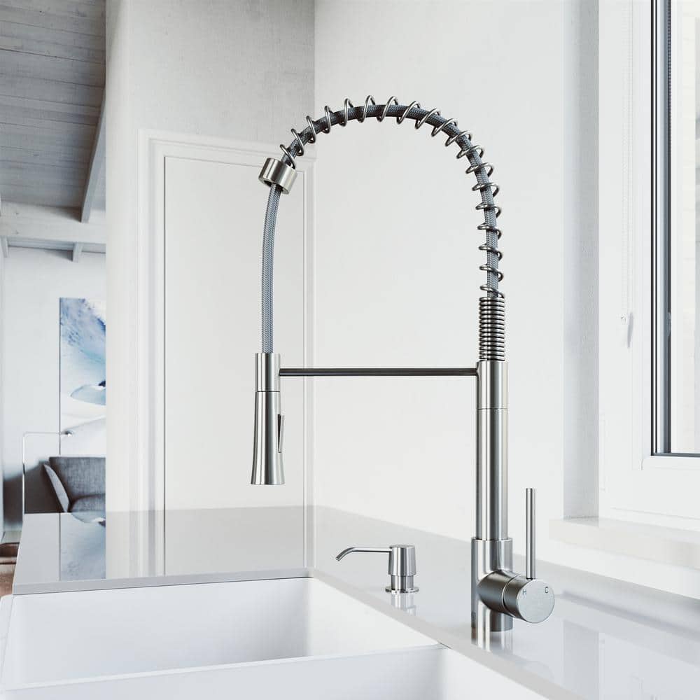 Stainless Steel Pull-Down Kitchen Faucet with Soap Dispenser