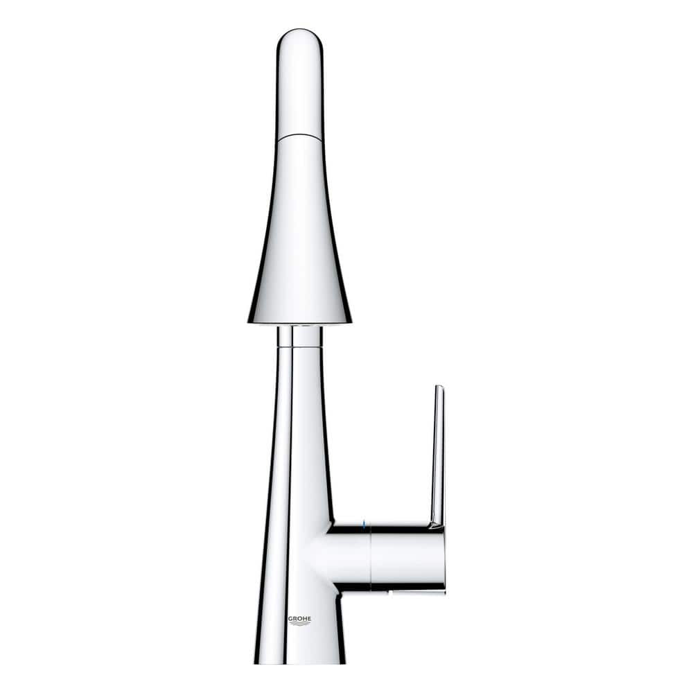 Chrome Single-Handle Pull-Down Kitchen Faucet with Triple Spray