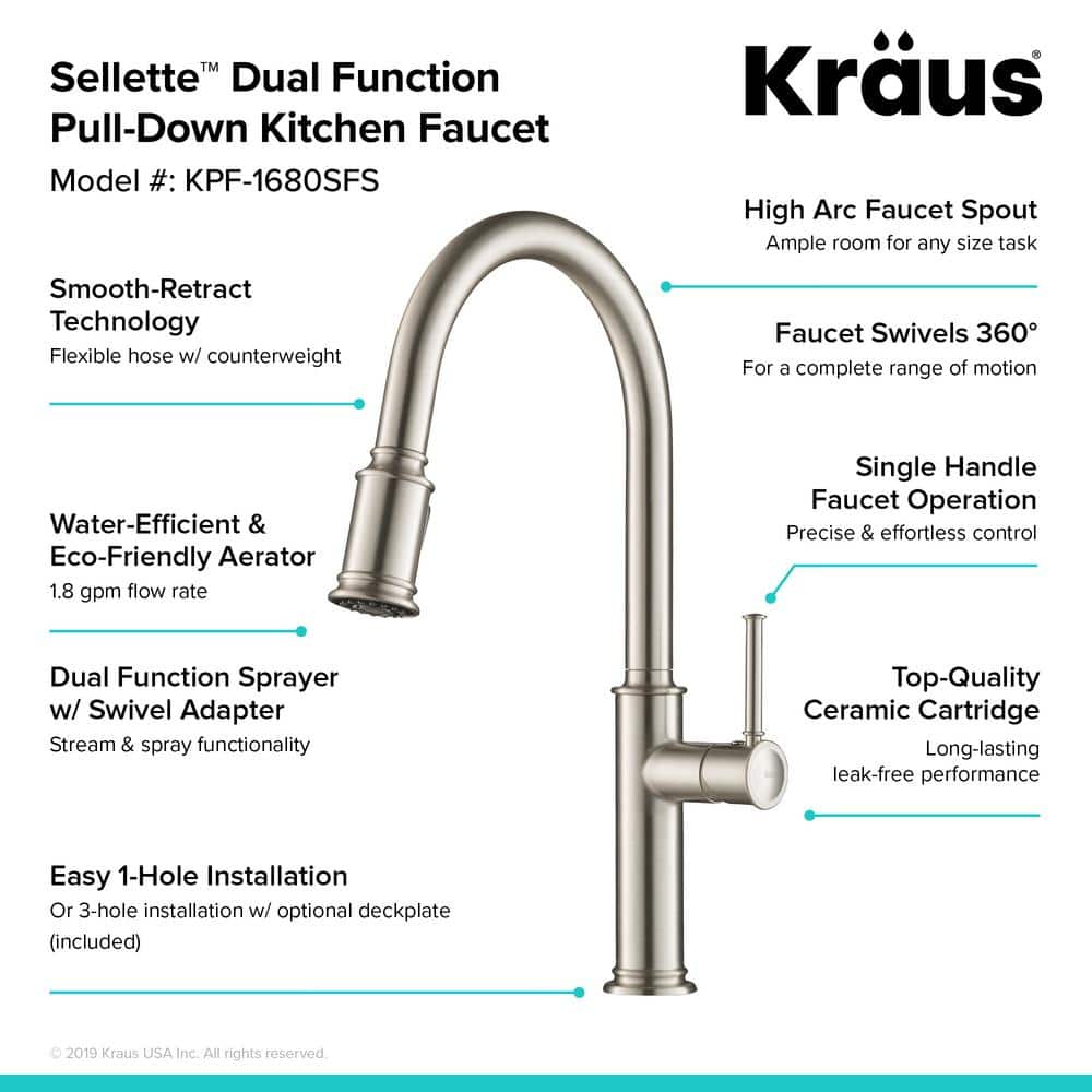 Stainless Steel Single Handle Pull-Down Kitchen Faucet