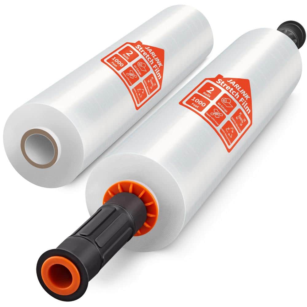 2-Pack 15 in. x 1000 ft. 60 Gauge Stretch Film, Industrial Strength Stretch