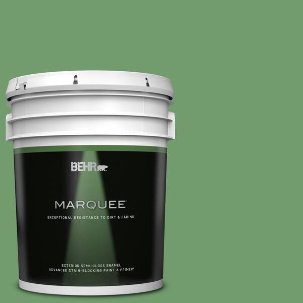 BEHR MARQUEE 5 gal. #450D-6 Shire Green Semi-Gloss Enamel Exterior Paint & Primer