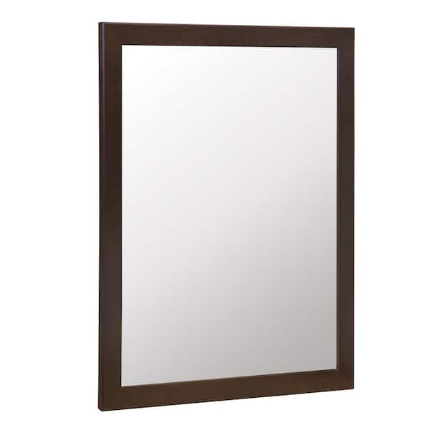 Glacier Bay Kinghurst 29 in. W x 35 in. H Rectangular Framed Vertical/Horizontal Mounted Wall Bathroom Vanity Mirror in Dark Cognac