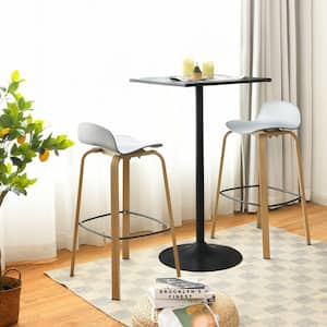 35 in. Modern Barstools 30 in. Pub Chairs with Low Back and Metal Legs Grey (Set of 2)