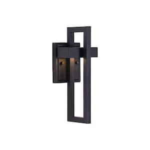 13.78 in. 1-Light Matte Black LED Outdoor Wall Sconce Light with Wheather Resistant Finish Set of 2