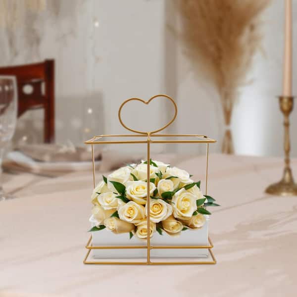 handmade tree centerpiece with golden leaves fall wedding  Tree  centrepiece wedding, Tree centerpieces, Golden tree