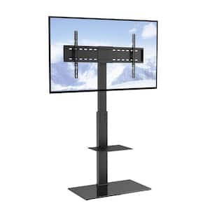 TV Mount Stand, Swivel Tall TV Stand for 32 - 85 in. TVs Height Adjustable with Tempered Glass Base for Bedroom, Study