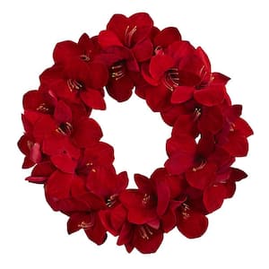 22 in. Amaryllis Artificial Wreath