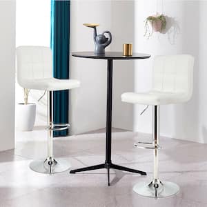 White Adjustable Armless PU Leather Bar Stool Swivel Kitchen Counter Bar Chair