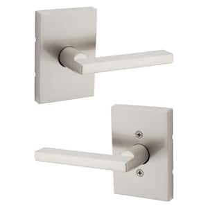 Halifax Rectangle Rose Satin Nickel Passage Hall/Closet Door Handle with Microban
