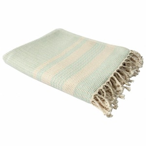 Charlie Turquoise Striped Cotton Throw Blanket