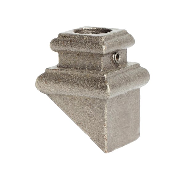 HOUSE OF FORGINGS Satin Clear 16.3.36 Angled Base Shoes for 5/8 in. Round 1.3 in. x 2 in. Iron Balusters for Stair Remodel