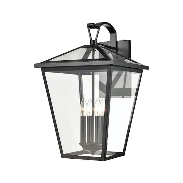 Titan Lighting Marina Black Outdoor Hardwired Wall Sconce with No Bulbs Included
