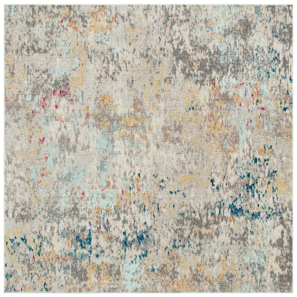 Madison Gray/Gold 9 ft. x 9 ft. Square Geometric Area Rug