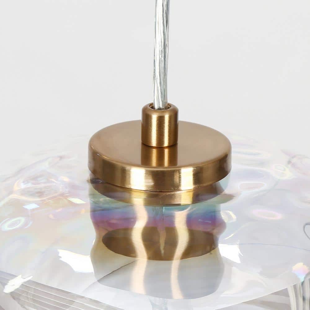 Modern Brass and Crystal 3-Light Cluster Pendant Chandelier