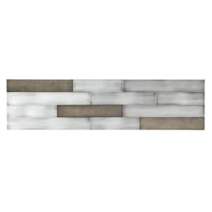 Distressed Peel and Stick 23.6 in. x 5.9 in. Metal Backsplash in Gilded Silver