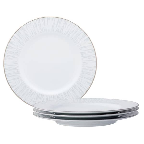 Noritake Glacier Platinum 8.25 in. (White) Porcelain Salad Plates, (Set of 4)