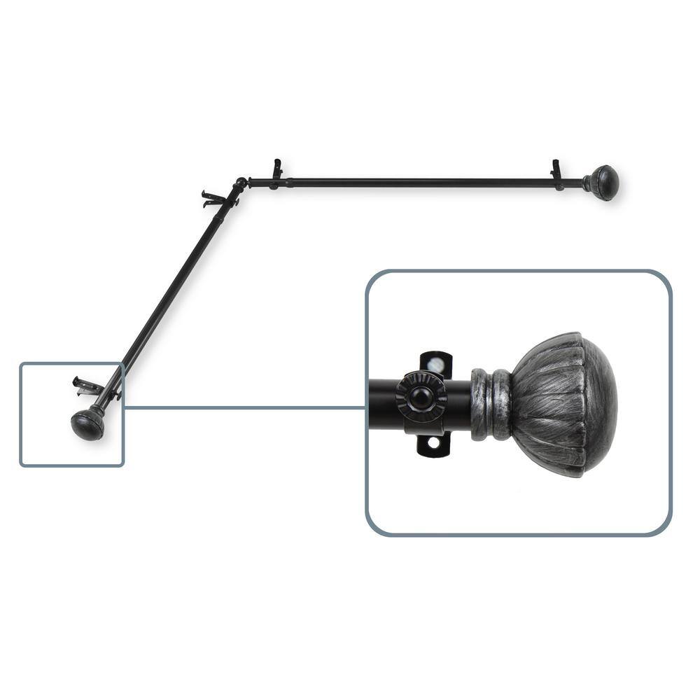 28 in. - 48 in. Magnolia 13/16 in. Dia Corner Window Single Curtain Rod in Black price history on PriceWatchPro