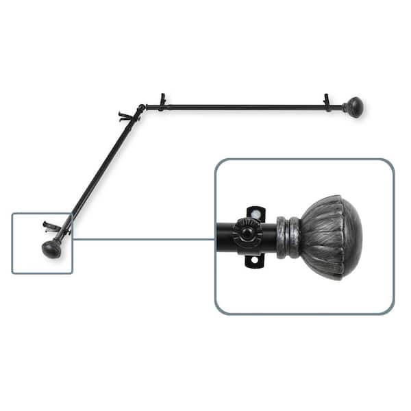 Rod Desyne 66 in. - 120 in. Magnolia 13/16 in. Dia Corner Window Single Curtain Rod in Black