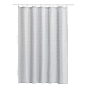 72 in. x 72 in. Gray Shower Curtain Set and 12-Metal Hooks