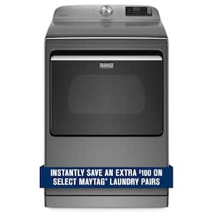 7.4 cu. ft. 240-Volt Smart Capable Metallic Slate Electric Vented Dryer with Hamper Door and Steam, ENERGY STAR