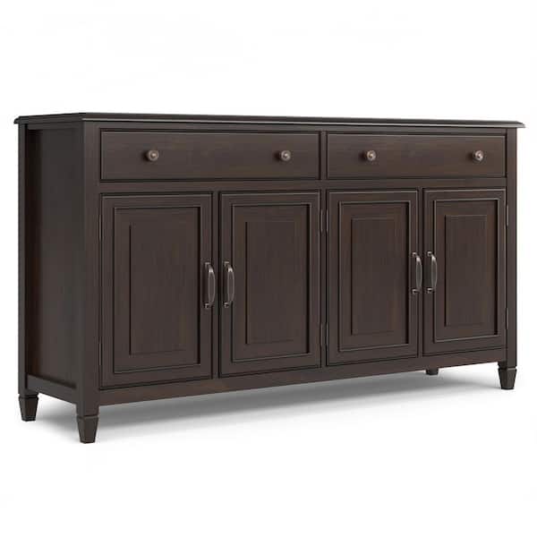 Connaught Solid Wood 67 in. Wide Traditional Large Sideboard Buffet Storage Cabinet in Dark Chestnut Brown