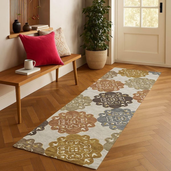 Chantille Machine Washable Indoor/Outdoor Abstract ACN2353 Earth 2 ft. 3 in. x 7 ft. 6 in. Runner Rug