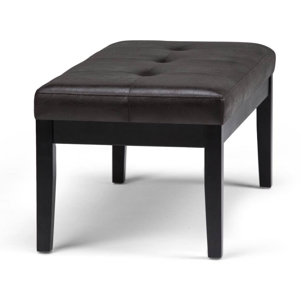Slate Gray Tufted Rectangular Bench Ottoman