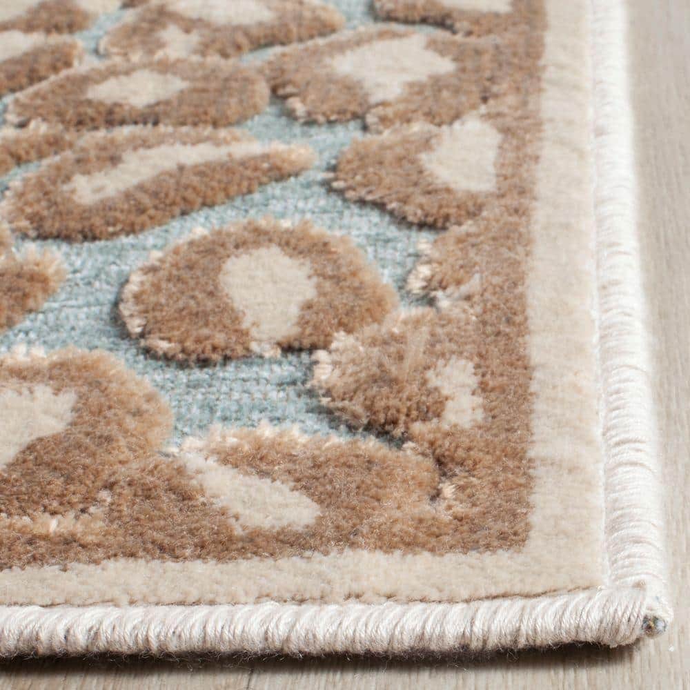 Handmade Blue Wool and Silk Runner Rug