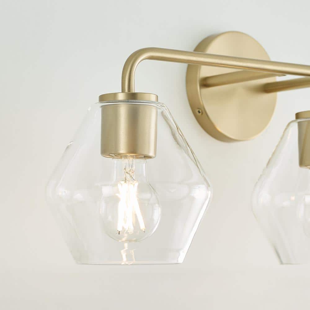 Jett 26" Satin Brass and Clear Glass Vanity Light