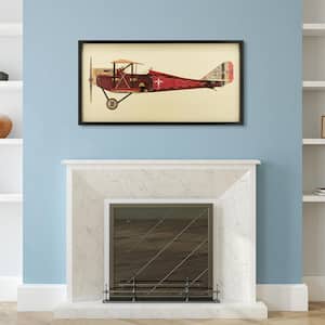 25 in. x 48 in. "Antique Biplane #2" Dimensional Collage Framed Graphic Art Under Glass