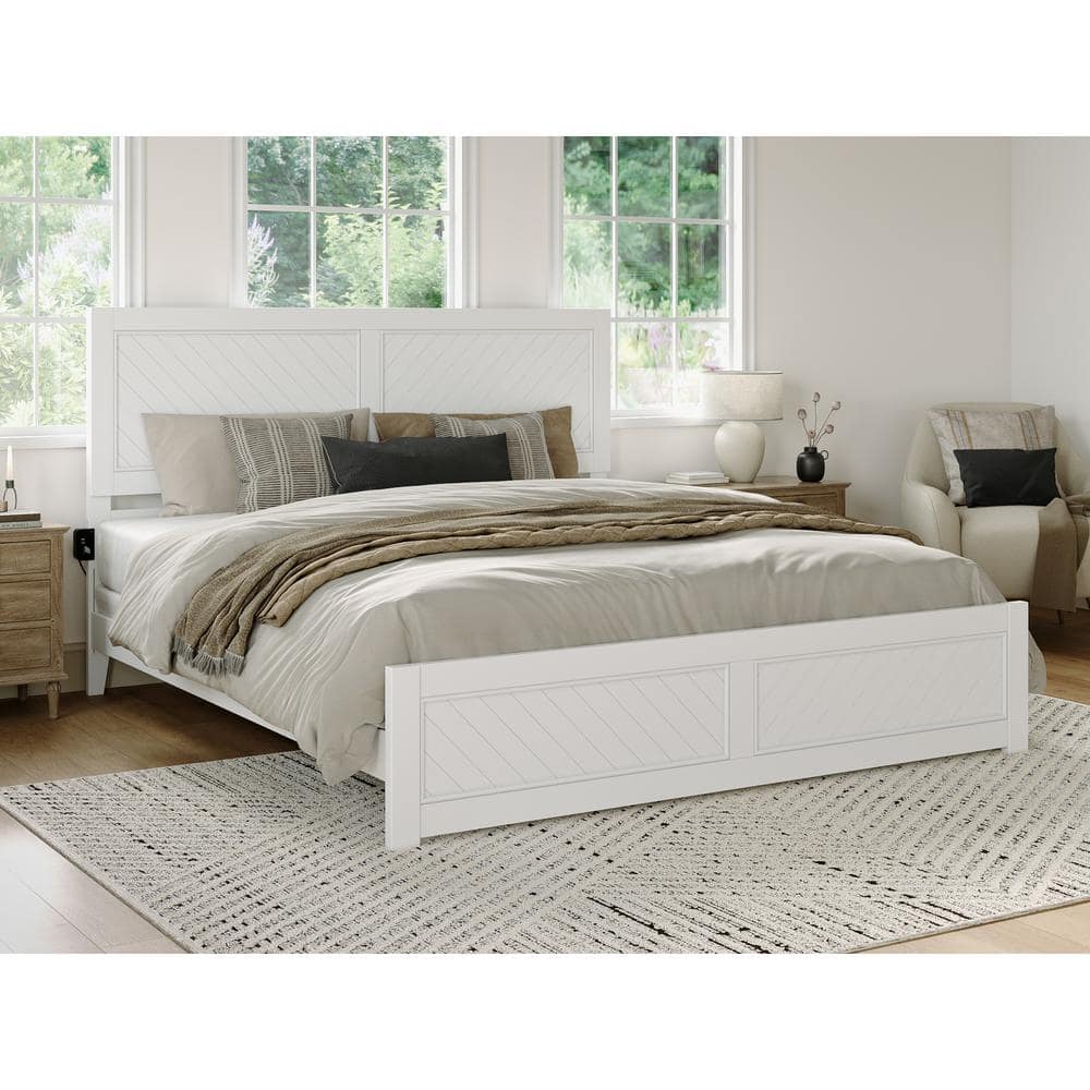 AFI Canyon White Solid Wood King Foundation Bed Frame with Matching