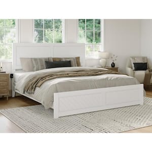 Canyon White Solid Wood King Foundation Bed Frame with Matching Footboard